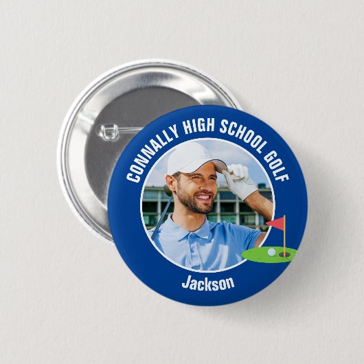 Blue Golfer Photo High School Golf Team Ronde Button 5,7 Cm (Voorkant /achterkant)