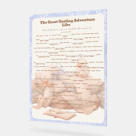 Blue Goose Libs Baby Shower Group game Acrylic  (Angle)