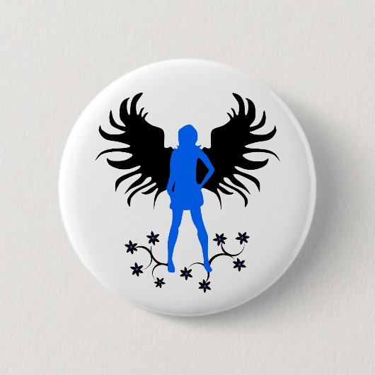 Blue Gothic Angel-knop Ronde Button 5,7 Cm (Voorkant)