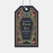 Blue Gothic Coffin Roos Wedding Dank u Cadeaulabel (Achterkant)