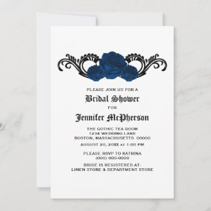 Blue Gothic Swirl Rozen Vrijgezellenfeest Invite Kaart