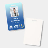 Blue Gradient 3 Logos Employee-id toevoegen Badge (Voor- en achterkant)