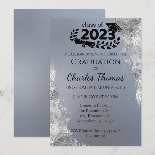 Blue Gradient Afstuderen Celebration Kaart (Voorkant / Achterkant)