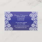 Blue Gradient Damask Visitekaartje (Achterkant)