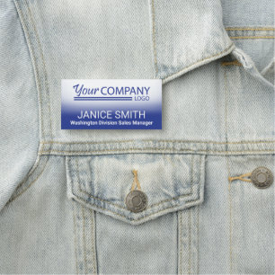 Blue Gradient Logo Branded Convention Trade Show Naamplaatje