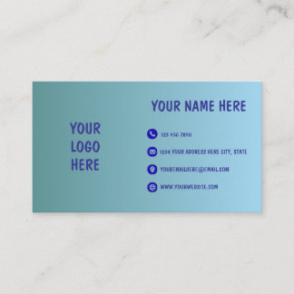 Blue Gradient Minimal Logo Business Card Visitekaartje