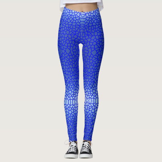 Blue Gradient Net Pattern 01 Bue Lines Leggings (Voorkant)