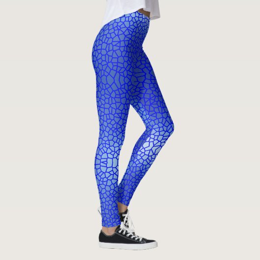 Blue Gradient Net Pattern 01 Bue Lines Leggings (Rechts)