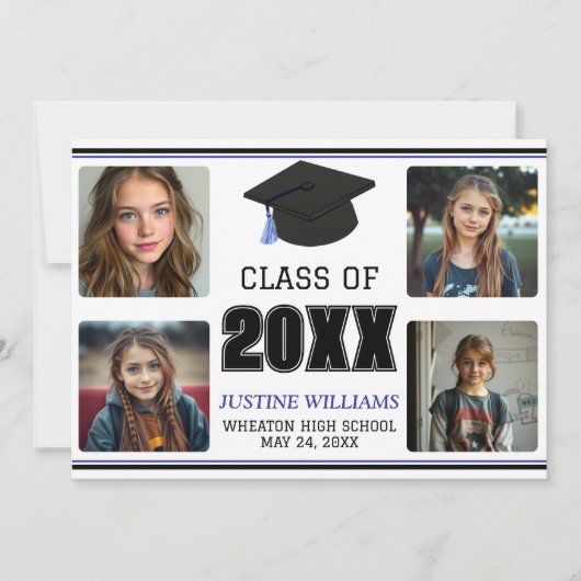Blue Graduation  Announcement Aankondiging (Voorkant)
