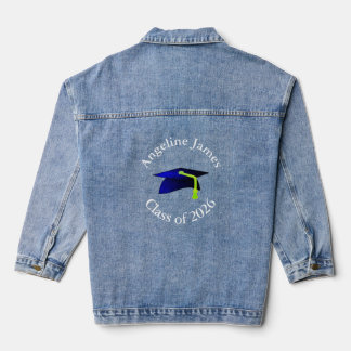 blue graduation cap - class of 2026-your name denim jacket