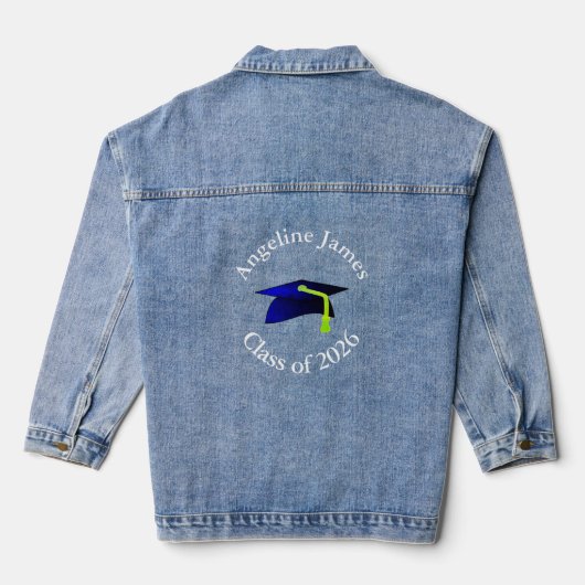blue graduation cap - class of 2026-your name denim jacket (Achterkant)