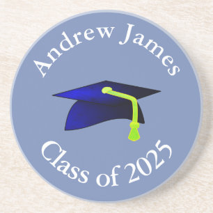 Blue Graduation Cap - Klasse van 2025 -jouw naam Zandsteen Onderzetter