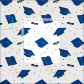 Blue Graduation Cap Toss Stof (Delen)