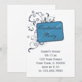 Blue Graduation Party Invitation Kaart (Voorkant / Achterkant)