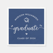 Blue Graduation Script Hearts Cap Icon Modern Fun Servet (Voorkant)