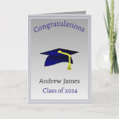 blue graducap in Silver - Gefeliciteerd Kaart (Voorkant)