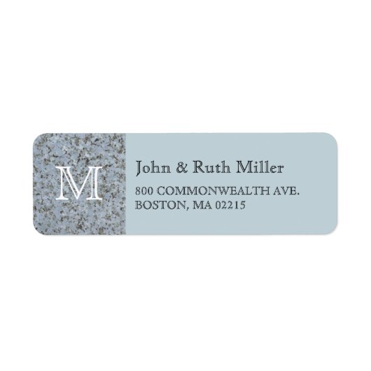 Blue Granite Monogram Return Address Labels (Voorkant)