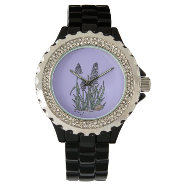 Blue Grape Hyacinth Watch Horloge (Voorkant)