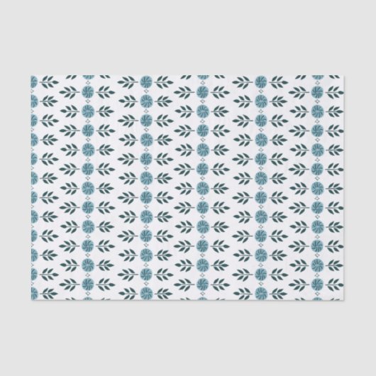 Blue Graphic Floral Pattern Tissuepapier (Voorkant)