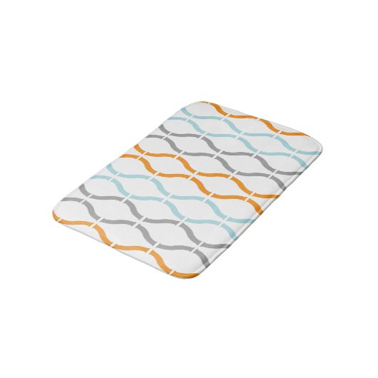 Blue, gray and orange funky stripes pattern badmat (Gekanteld)