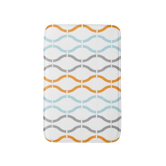 Blue, gray and orange funky stripes pattern badmat (Voorkant Verticaal)