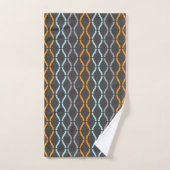 Blue, gray and orange funky stripes pattern bath t (Serviette à main)