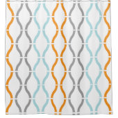 Blue, gray and orange funky stripes pattern douchegordijn (Voorkant)