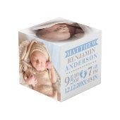 Blue Gray Birth Stats BABY Boy Keepomwille PHOTO Kubus (Achter hoekig)