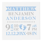 Blue Gray Birth Stats BABY Boy Keepomwille PHOTO Kubus (Voorkant)