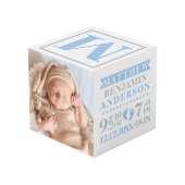 Blue Gray Birth Stats BABY Boy Keepomwille PHOTO Kubus (Achter hoekig)