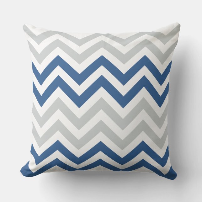Blue Gray Chevron Buitenkussen (Voorkant)