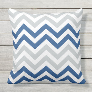 Blue Gray Chevron Buitenkussen