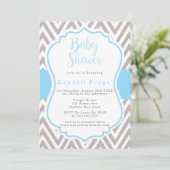 Blue Gray Chevron Lijst Boy Baby shower (Staand voorkant)