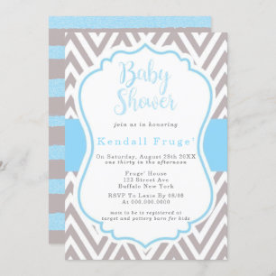Blue Gray Chevron Lijst Boy Baby shower