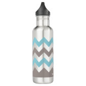 Blue Gray Chevron Pattern Waterfles (Links)