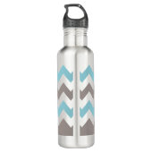 Blue Gray Chevron Pattern Waterfles (Achterkant)