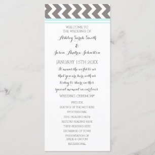Blue Gray Chevron Wedding Programme Programma