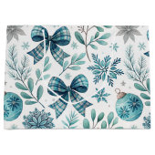 BLUE & GRAY CHRISTMAS BALLS & BOWS GROOT CADEAUZAKJE (Voorkant)