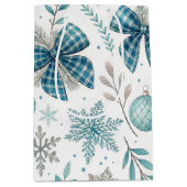 BLUE & GRAY CHRISTMAS BALLS & BOWS MEDIUM CADEAUZAKJE (Voorkant)