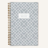 Blue Gray | Coastal Bamboo Trellis Personalized Notitieboek (Voorkant)