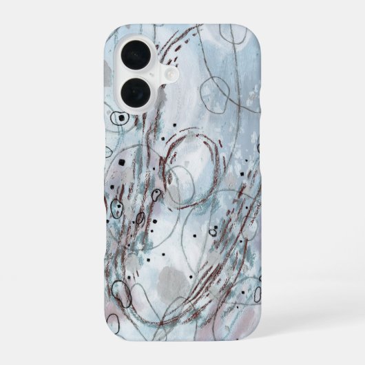 Blue Gray Contemporary Abstract Design iPhone 16 Hoesje (Achterkant)