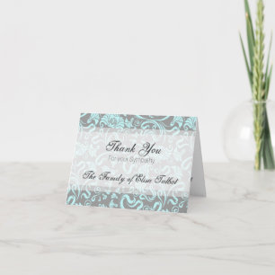 Blue Gray Floral Pattern Sympathie Hartelijk dank Bedankkaart