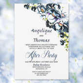 Blue Gray Floral Wedding Reception Kaart