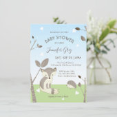 Blue Gray Fox Hedégel Boy Baby shower Uitnodiging (Staand voorkant)
