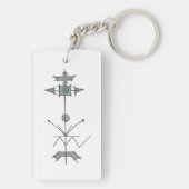 Blue Gray Green Geometric Sleutelhanger (achterkant)