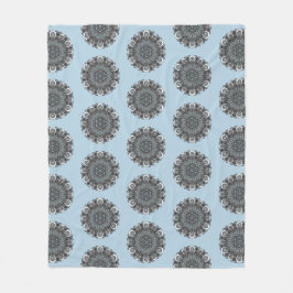 Blue Gray Mandala Blanket Fleece Deken
