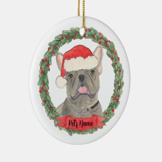 Blue Gray Silver Frenchie Keramisch Ornament (Rechts)