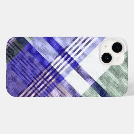 Blue Gray Tartan Plaid Fabric Case-Mate iPhone Case (Achterkant (horizontaal))