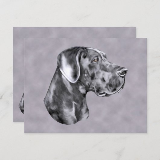 Blue Great Dane Uncropped Event of Party Kaart (Voorkant / Achterkant)