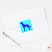 Blue Great Dane Vierkante Sticker (Envelop)